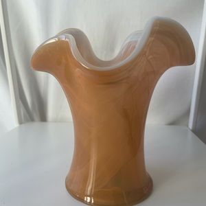Orange and White Glass Vase
